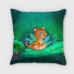 Подушка квадратная Тигр в большой кувшинке, цвет: 3D-принт
