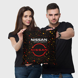 Подушка квадратная NISSAN - Брызги, цвет: 3D-принт — фото 2