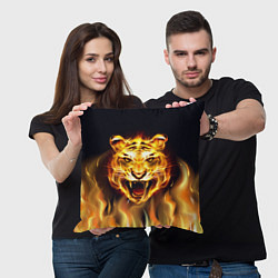 Подушка квадратная Тигр В Пламени, цвет: 3D-принт — фото 2