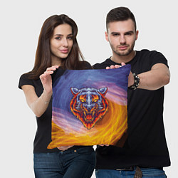 Подушка квадратная Тигр в водно-огненной стихии, цвет: 3D-принт — фото 2