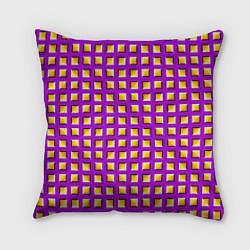 Подушка квадратная Фиолетовый Фон с Желтыми Квадратами Иллюзия Движен, цвет: 3D-принт
