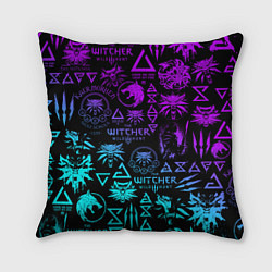 Подушка квадратная ВЕДЬМАК ЛОГОБОМБИНГ НЕОН, цвет: 3D-принт