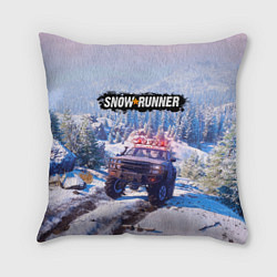 Подушка квадратная SnowRunner Гонки по бездорожью, цвет: 3D-принт