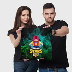 Подушка квадратная ГРОМ БРАВЛ СТАРС, GROM BRAWL STARS, цвет: 3D-принт — фото 2