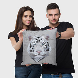 Подушка квадратная Снежный нежный тигр, цвет: 3D-принт — фото 2