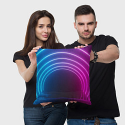 Подушка квадратная Арка неонового света full version, цвет: 3D-принт — фото 2