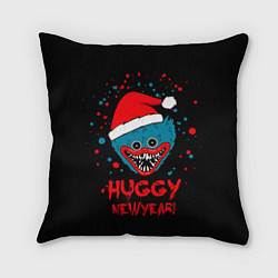 Подушка квадратная Huggy New Year - Poppy Playtime новогодний Хагги В, цвет: 3D-принт
