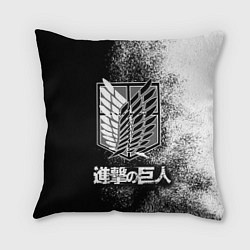 Подушка квадратная Чёрно-Белый Логотип Атака Титанов, цвет: 3D-принт