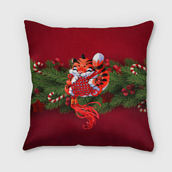 Подушка квадратная Игривый китайский тигр, цвет: 3D-принт