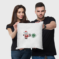 Подушка квадратная Дед Мороз Против Вируса, цвет: 3D-принт — фото 2