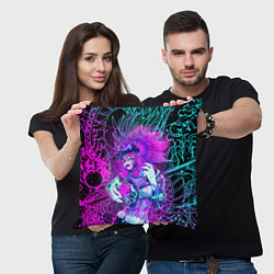 Подушка квадратная KDA NEON DRAGON LEAGUE OF LEGENDS, НЕОНОВЫЕ БРЫЗГИ, цвет: 3D-принт — фото 2