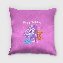 Подушка квадратная Четвертый день рождения, цвет: 3D-принт