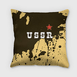 Подушка квадратная USSR - СЕРП И МОЛОТ Краски, цвет: 3D-принт