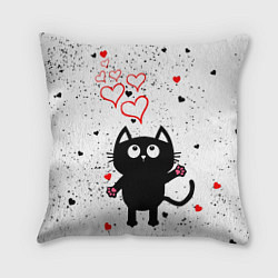 Подушка квадратная Влюблённый котик Cat Love, цвет: 3D-принт