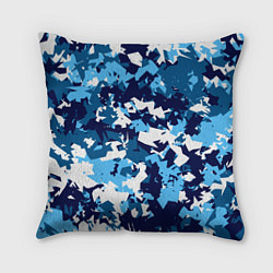 Подушка квадратная Сине-бело-голубой камуфляж, цвет: 3D-принт