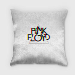 Подушка квадратная PINK FLOYD LOGO ПИНК ФЛОЙД ГЛИТЧ, цвет: 3D-принт