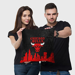 Подушка квадратная Chicago Bulls, Чикаго Буллз Город, цвет: 3D-принт — фото 2