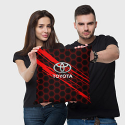 Подушка квадратная Toyota: Красные соты, цвет: 3D-принт — фото 2