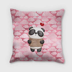 Подушка квадратная Панда с сердечком love, цвет: 3D-принт
