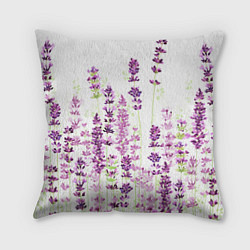 Подушка квадратная Цветы Лаванды акварелью, цвет: 3D-принт
