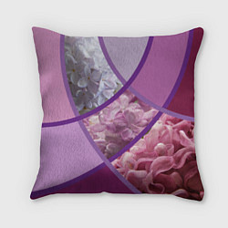Подушка квадратная Весна Полосатый принт Сирень, цвет: 3D-принт