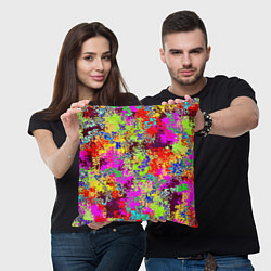 Подушка квадратная Пиксельный камуфляж Токсик, цвет: 3D-принт — фото 2
