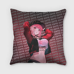 Подушка квадратная Милая аниме девушка в кепке, цвет: 3D-принт