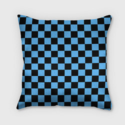 Подушка квадратная Шахматная доска Синяя, цвет: 3D-принт