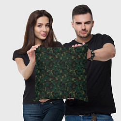 Подушка квадратная Тёмно-Зелёный Сеточный Камуфляж, цвет: 3D-принт — фото 2