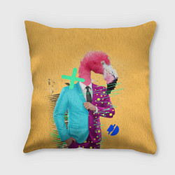 Подушка квадратная Деловой фламинго, цвет: 3D-принт