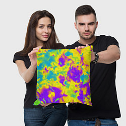 Подушка квадратная Яркие неоновые краски, цвет: 3D-принт — фото 2