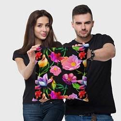 Подушка квадратная Цветочный узор Floral pattern, цвет: 3D-принт — фото 2