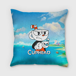 Подушка квадратная Cuphead сердитая чашечка, цвет: 3D-принт