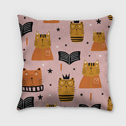 Подушка квадратная ЗАБАВНЫЕ КОТИКИ FUNNY CATS, цвет: 3D-принт