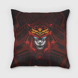 Подушка квадратная Голова кота-самурая, цвет: 3D-принт
