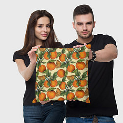 Подушка квадратная Узор Апельсиновое настроение, цвет: 3D-принт — фото 2