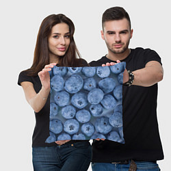 Подушка квадратная Голубика - фон, цвет: 3D-принт — фото 2