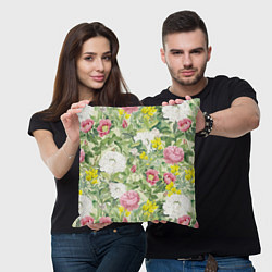 Подушка квадратная Цветы Белые и Розовые Пионы, цвет: 3D-принт — фото 2
