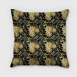 Подушка квадратная Золотые абстрактные цветы, цвет: 3D-принт