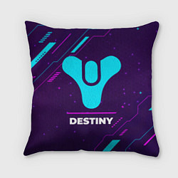 Подушка квадратная Символ Destiny в неоновых цветах на темном фоне, цвет: 3D-принт