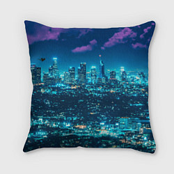 Подушка квадратная Вечер в Лос-Анжелесе, цвет: 3D-принт