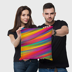Подушка квадратная Красочный летний паттерн Цветные полосы, цвет: 3D-принт — фото 2