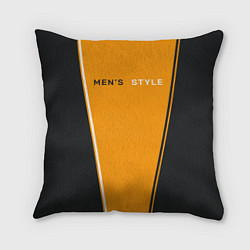 Подушка квадратная Mens style мужской стиль - чёрный с оранжевым, цвет: 3D-принт
