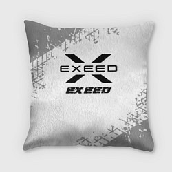 Подушка квадратная Exeed Speed на светлом фоне со следами шин, цвет: 3D-принт