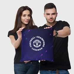 Подушка квадратная Символ Manchester United и круглая надпись Footbal, цвет: 3D-принт — фото 2