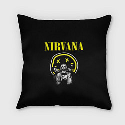 Подушка квадратная NIRVANA логотип и исполнители, цвет: 3D-принт