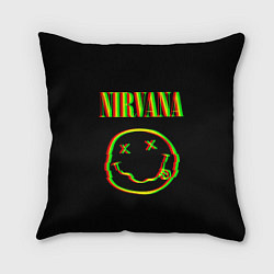 Подушка квадратная Nirvana глитч, цвет: 3D-принт