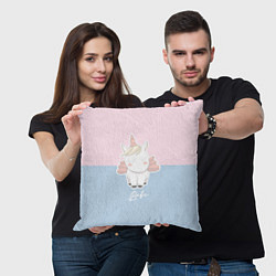 Подушка квадратная Малыш Единорог, цвет: 3D-принт — фото 2