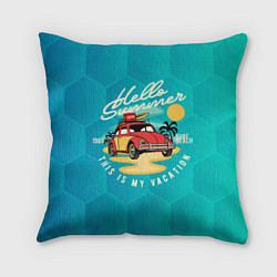Подушка квадратная Summer car Авто на пляже, цвет: 3D-принт