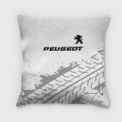 Подушка квадратная Peugeot Speed на светлом фоне со следами шин, цвет: 3D-принт